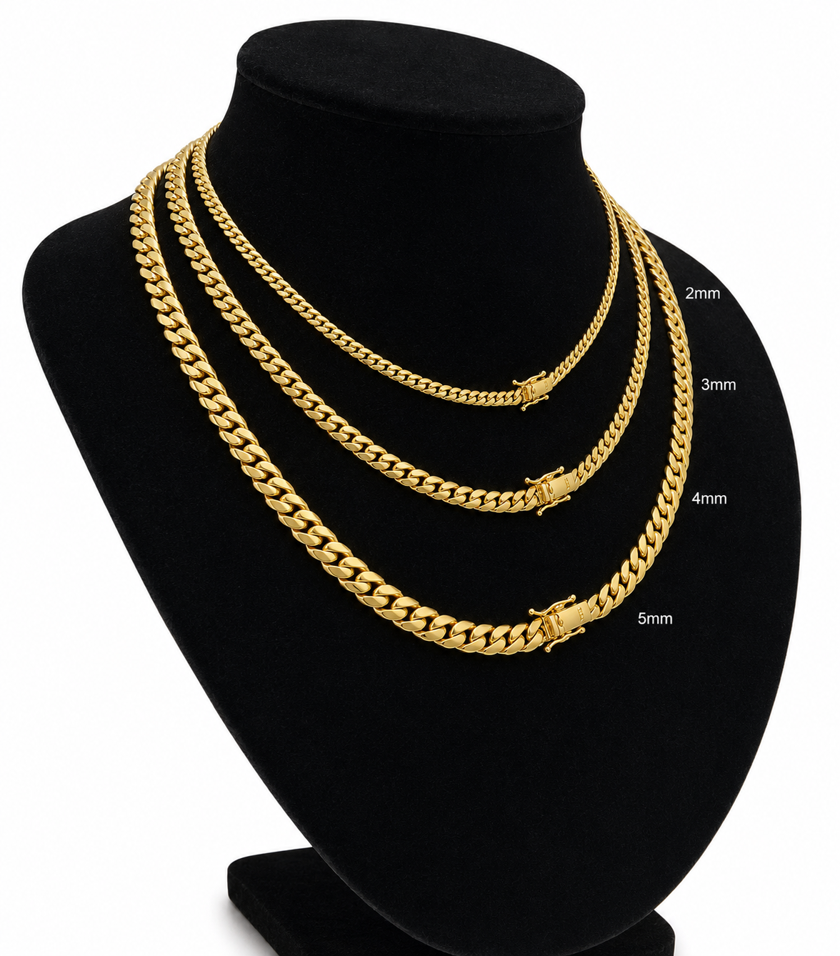 10k Solid Gold Miami Cuban Chain 2mm 3mm 4mm 5mm 18 20 22 24 inch Men Women