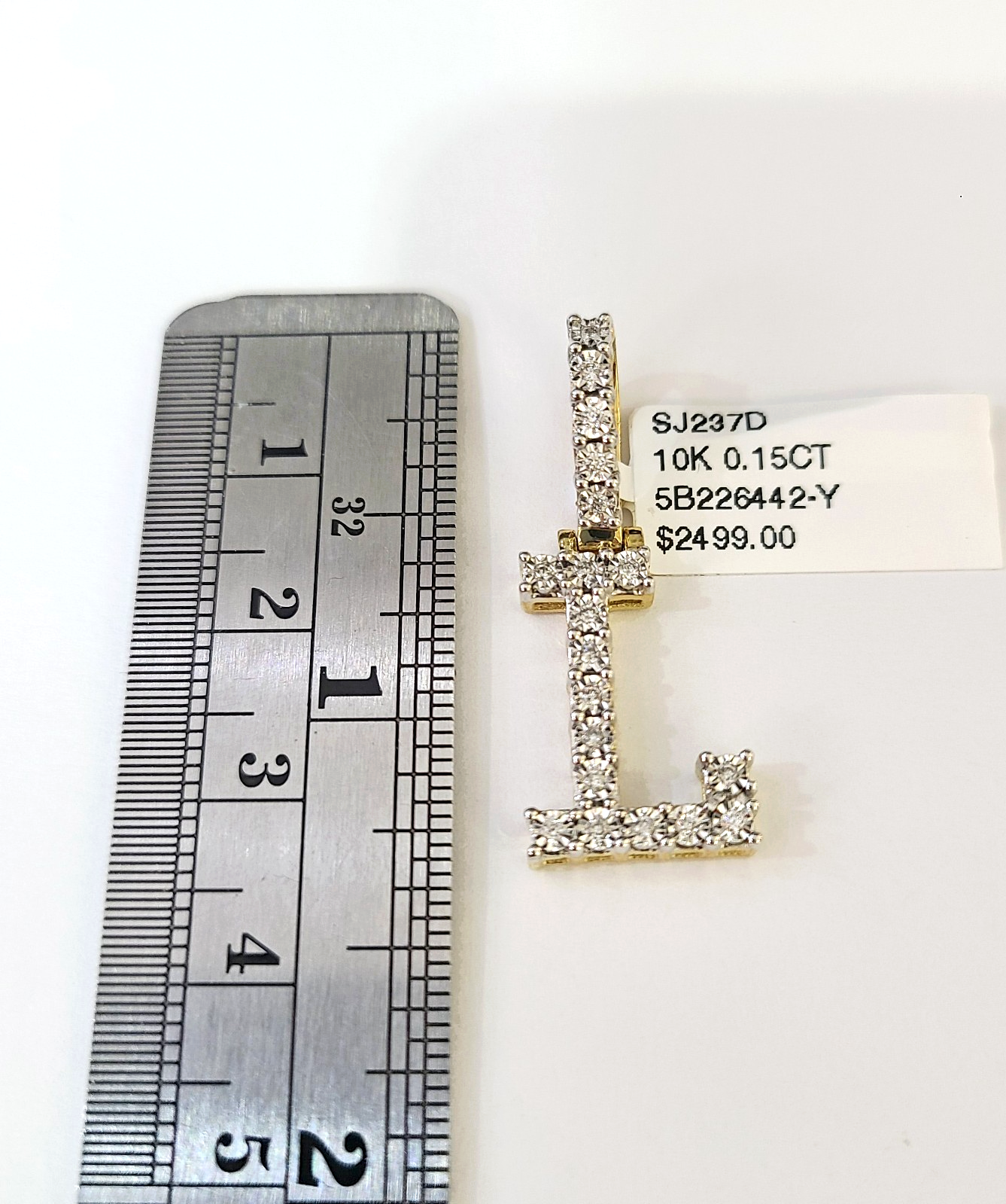 10k Gold Chain Necklace L Diamond Initial Pendant Set Cuban Curb 3mm 20"-30"
