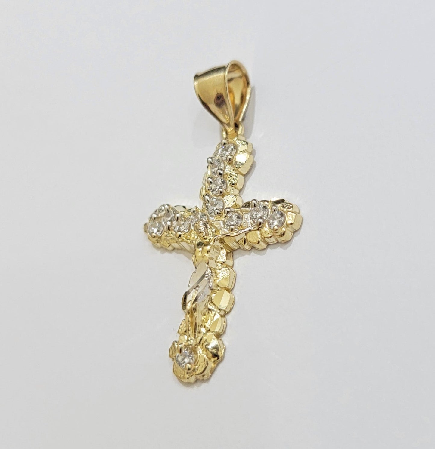 Real 10k Gold Jesus Cross Charm Chain Set Miami Cuban Link Necklace 2.5mm 18-26"