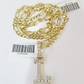 10k Gold Figaro Chain L Diamond Initial Pendant 3mm 20-28 inch SET Necklace