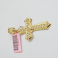 Real 14k Yellow Gold Cross Charm Pendant 2 Inch Diamond Cuts CZ Charm For Chains

