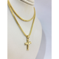 Real 10k Gold Cross Charm Pendant Franco Chain Necklace SET 2.5mm 16"-26"