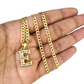 10k Gold Cuban Curb Chain Necklace E Initial Alphabet Pendant Charm 3mm Necklace