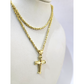 Real Gold 10k Rope Chain Cross Charm Necklace Pendant Set 2mm 16"-26" Gold