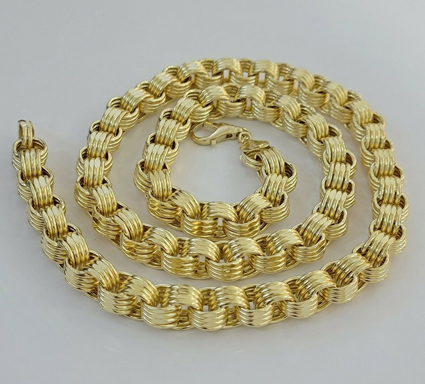 Mens Byzantine Chain 10k Gold Necklace 11mm 22" 24" 26" 28" 30" 10kt Yellow Gold