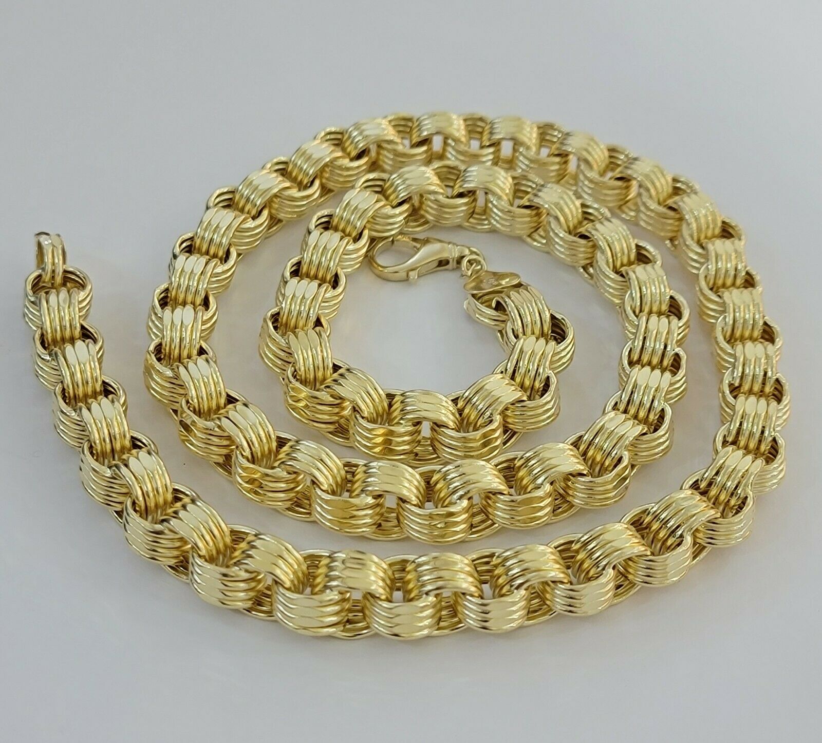 Mens Byzantine Chain 10k Gold Necklace 11mm 22" 24" 26" 28" 30" 10kt Yellow Gold