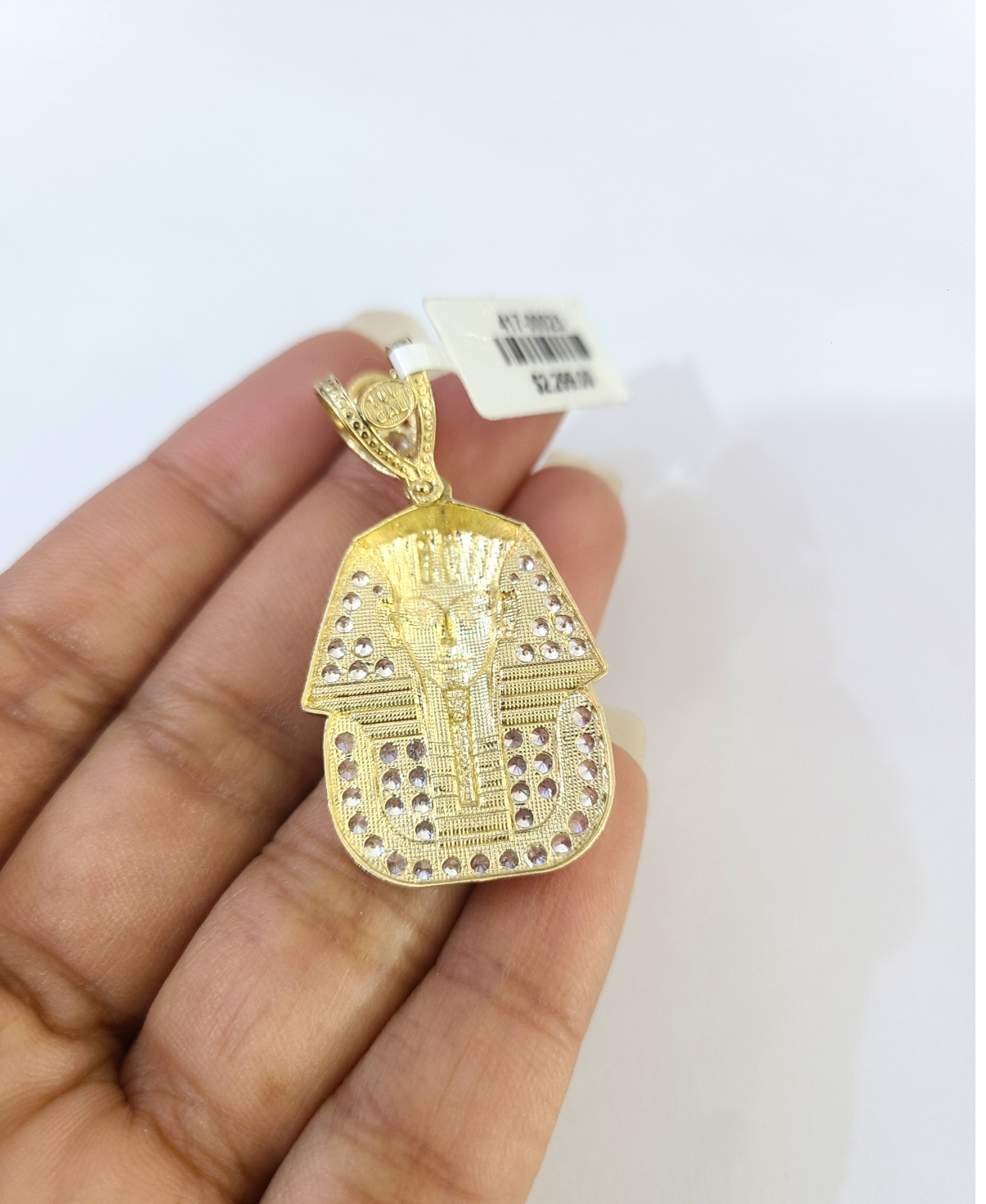 Real 10k Gold Franco Chain Pharaoh Head Charm Pendant Necklace SET 2.5mm 18"-26"