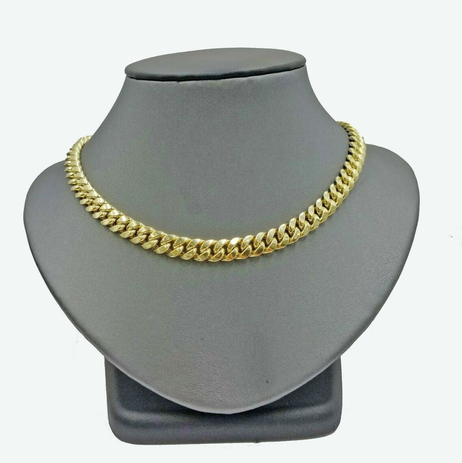 8mm Miami cuban Link chain Necklace 26" Inch length Real 10k Yellow Gold 10 KT