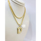 Real 10k Gold Franco Chain D Initial Charm Pendant Necklace SET 2.5mm 16"-26"