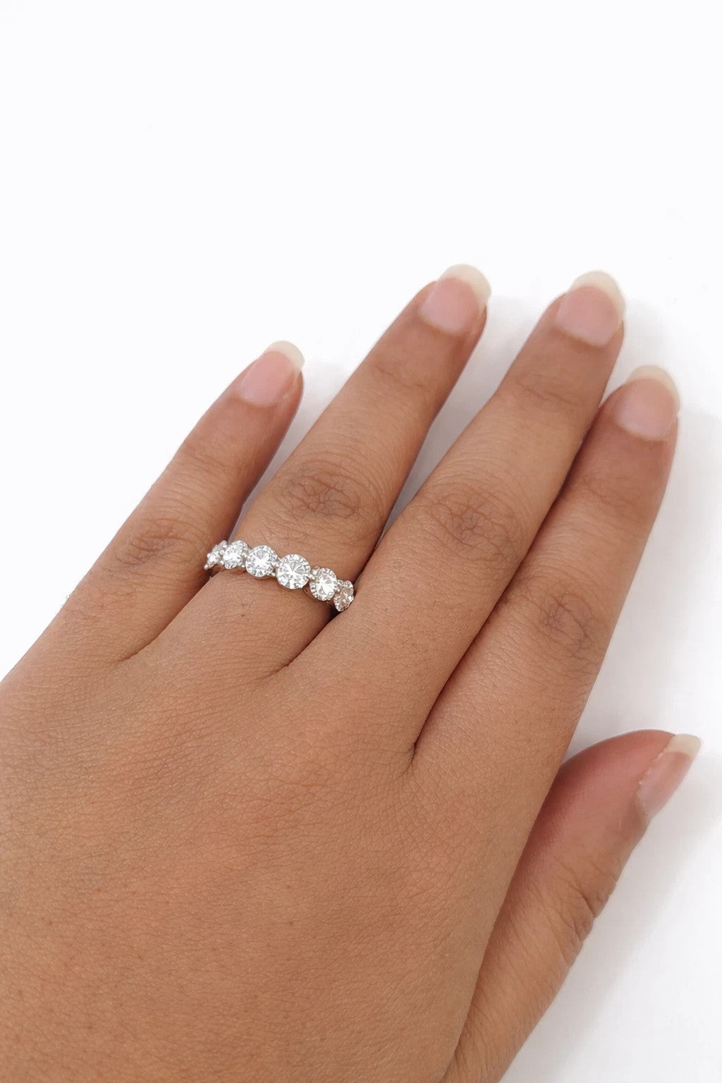 14k White Gold Round LAB Created Ring Diamonds Wedding Ladies Band Women