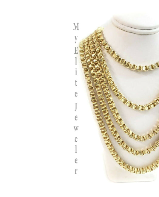 10k Yellow Gold Byzantine Chain Necklace 18" - 30" Inch 5mm Real 10kt For Men's