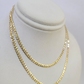 Real 18kt Cuban Curb Chain Necklace 2.5 mm 20 Inch Yellow Gold Men Women SOLID
