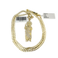10k Gold Cuban Curb 3mm Chain Necklace Saint Jude Charm Pendant 18"-28" Set