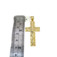 10k Gold Chain Necklace Cross Charm Pendant Set Cuban Curb 3mm 18"-28"