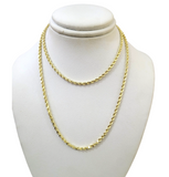 Real 10k Yellow Gold Rope Necklace Chain 2mm 18-30 Inch Diamond Cuts 10kt