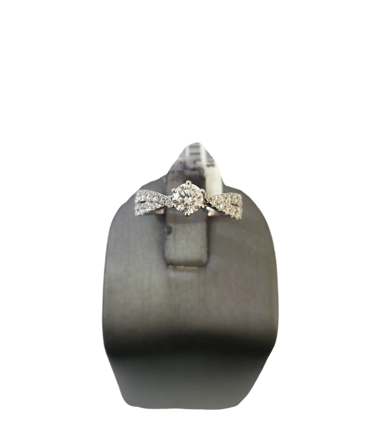 14k White Gold Round Pave Ring LAB Created Diamonds Wedding Ladies Band Women