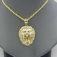Mens 10k Solid Yellow Gold Roaring King Lion Head Charm Pendant Diamond Cut Real