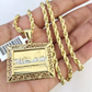 10kt Solid Gold Rope Chain Last Supper Charm Pendant 20-28'' Inches Necklace 4mm
