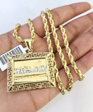 10kt Solid Gold Rope Chain Last Supper Charm Pendant 20-28'' Inches Necklace 4mm