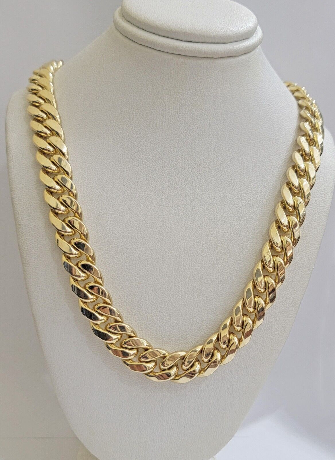 Real 10k Yellow Gold Cuban Link Solid Necklace 11mm 22" 10KT Real Gold Sale