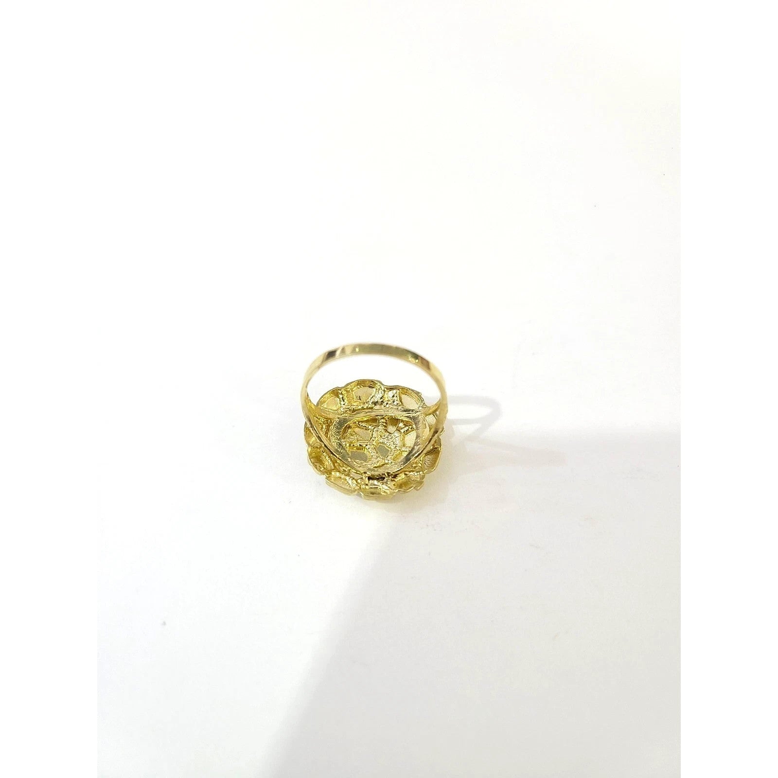 10K Gold Womens Nugget Cluster Ring Round Design Bold Statement Ladies Ring