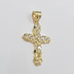Real 10k Gold Cross Charm pendant & Franco Chain Necklace 2.5mm 22" Men Women