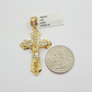 14k Yellow Gold Cross Jesus Crucifix Pendant 2 Inch 14kt CZ Charm Mens REAL 14kt
