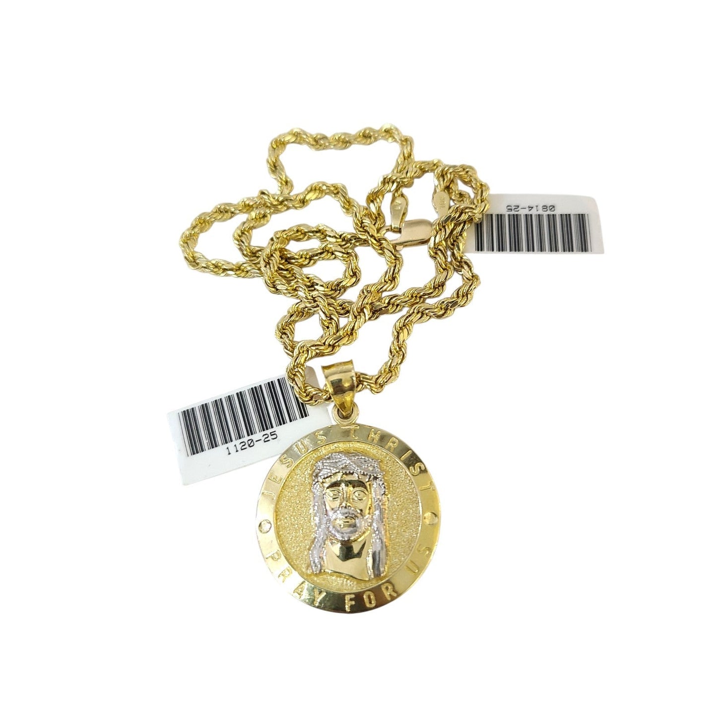 Real 10k Rope Chain Jesus Christ Charm Necklace Pendant Set 2mm 18"-24" Gold