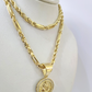 10k Gold Milano Rope Chain Virgin Mary Charm Necklace SET 4mm 18"-28" Pendant