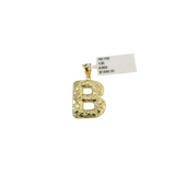 Real 10k Yellow Gold Nugget B Initial Alphabet Charm Pendant 10KT
