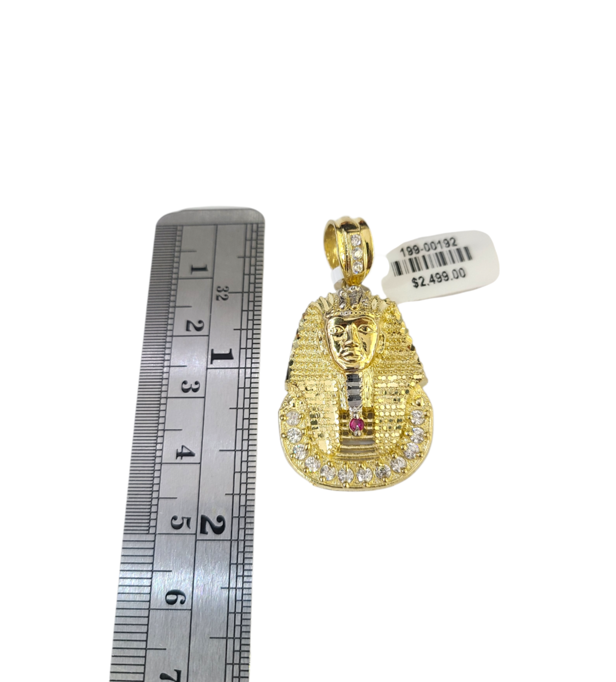 Real 10k Gold Franco Chain Pharaoh Head Charm 2.5mm 18"-26" Pendant Necklace SET