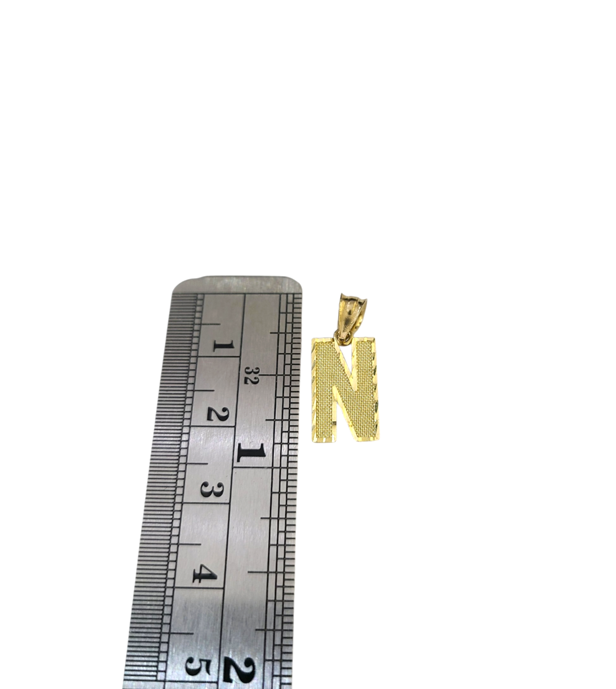 10K Yellow Gold N Initial Charm Pendant Alphabet Real 10kt Men Women