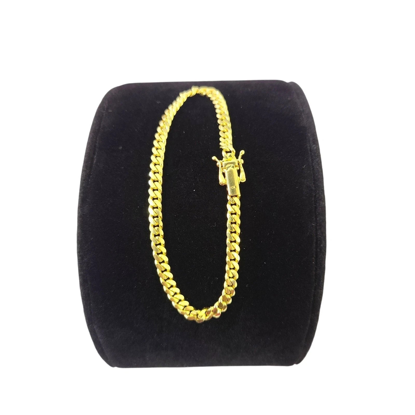 10k Solid Gold Miami Cuban Chain 18"-24" Bracelet 7" Set 4mm Men Women Necklace