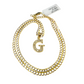 10k Gold Cuban Curb Chain Necklace G Initial Alphabet Pendant Charm 3mm Necklace