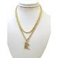 10k 2.5mm Rope Chain R Initial Alphabet Pendant 16"-28" Gold Set Charm Necklace