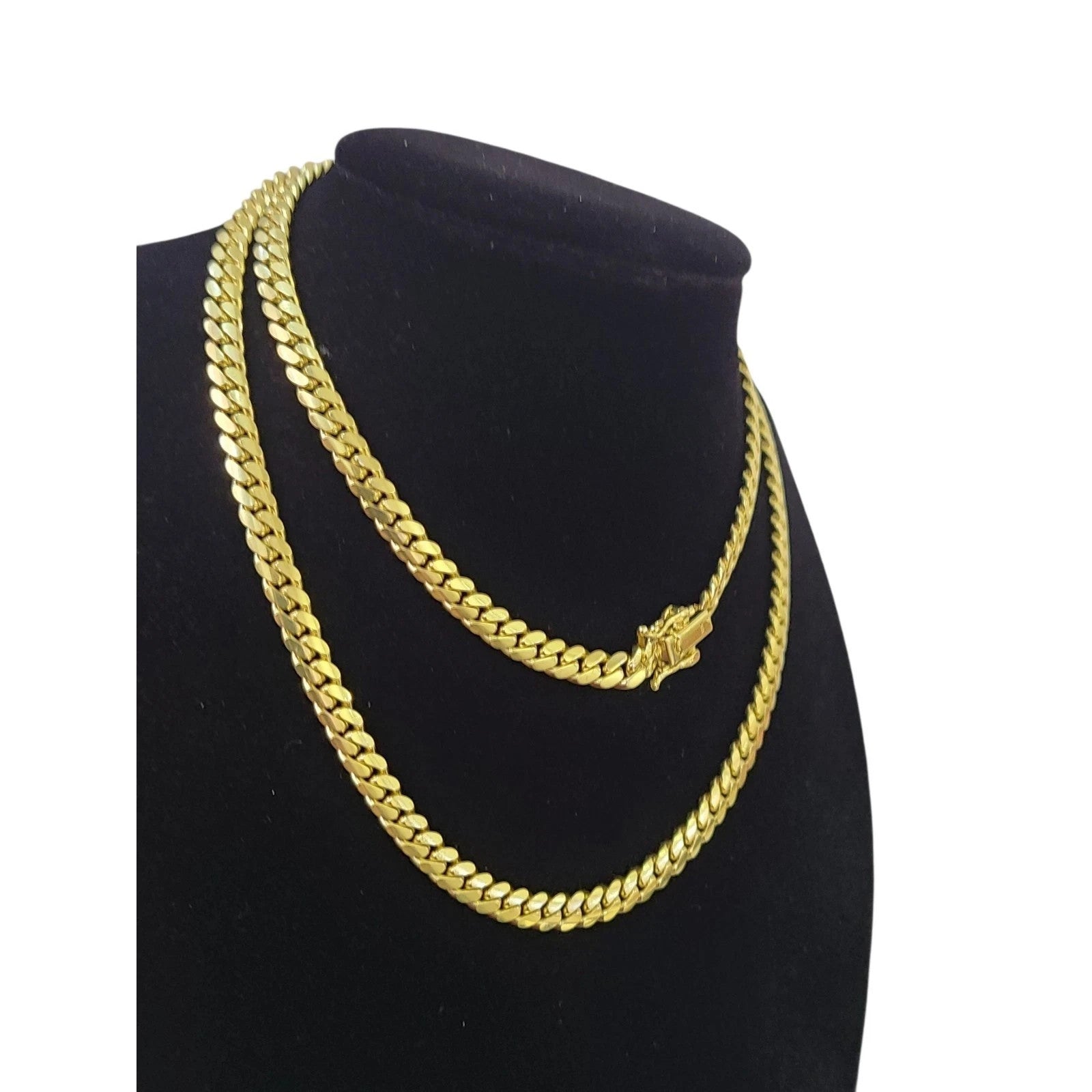 10k Solid Gold Miami Cuban Chain Bracelet Set 5mm Men Women Necklace Real