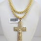 Real 10k Gold Byzantine Necklace Jesus Cross Charm SET Chain 20"-30" 4mm