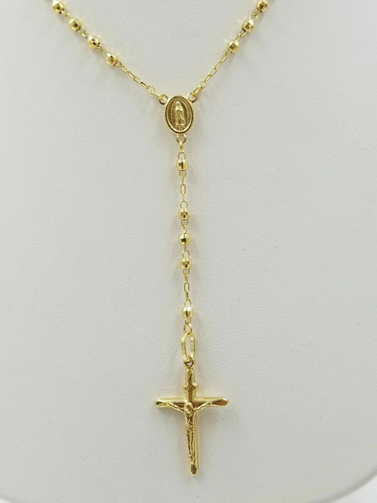 Real 10k Gold Rosary Necklace Ladies Chain 18" with 6" extension Yellow Gold ORO