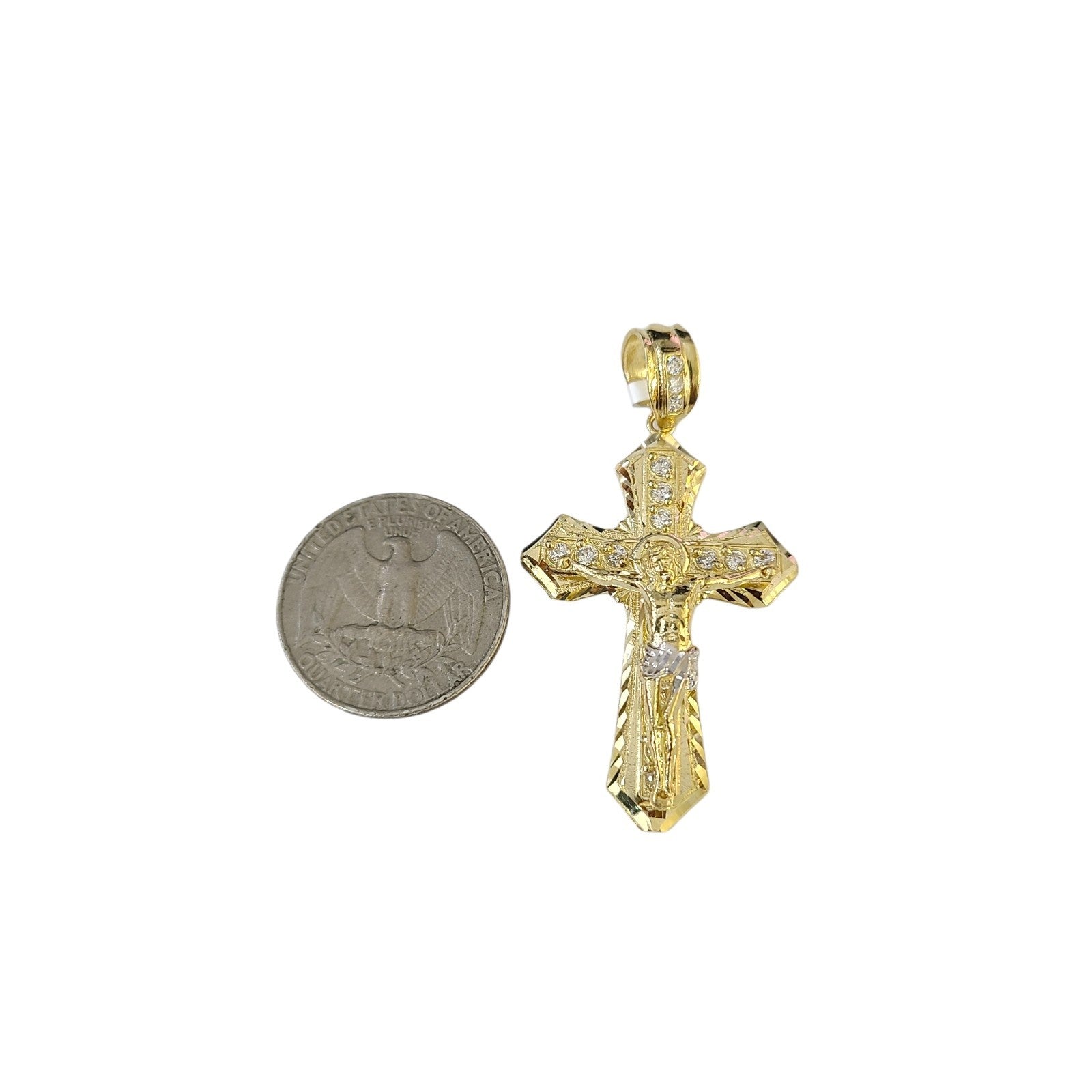 Real 10k Charm Pendant Christ Cross Yellow Gold 10KT