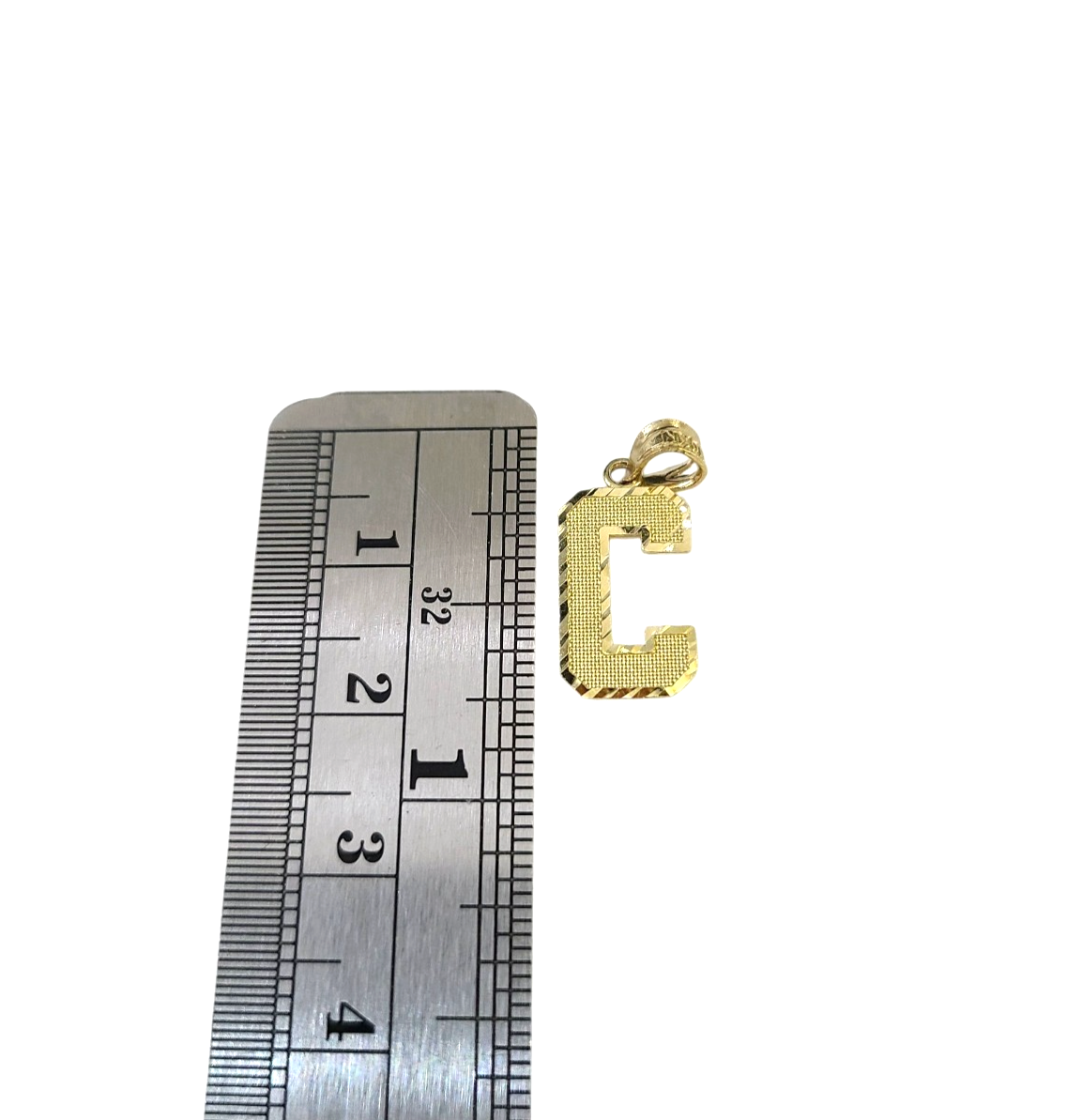 10K Yellow Gold C Initial Charm Pendant Alphabet Real 10kt Men Women