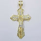 Real 10k Yellow Gold Jesus Cross Charm pendant 3.75" With cubic Zirconia for Men
