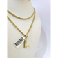 Real Gold 10k Chain Pendant SET L Initial Charm Miami Cuban Link Necklace 2.5mm