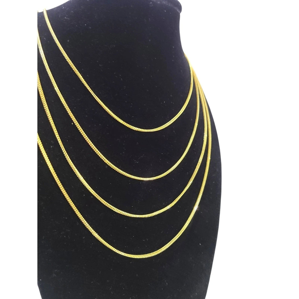 Real 18K Gold Slim Franco Chain 1mm Classic Necklace 16 18 20 22 Inch Women
