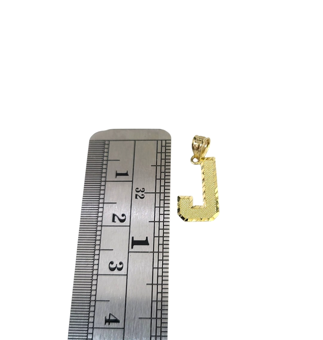 10K Yellow Gold J Initial Charm Pendant Alphabet Real 10kt Men Women