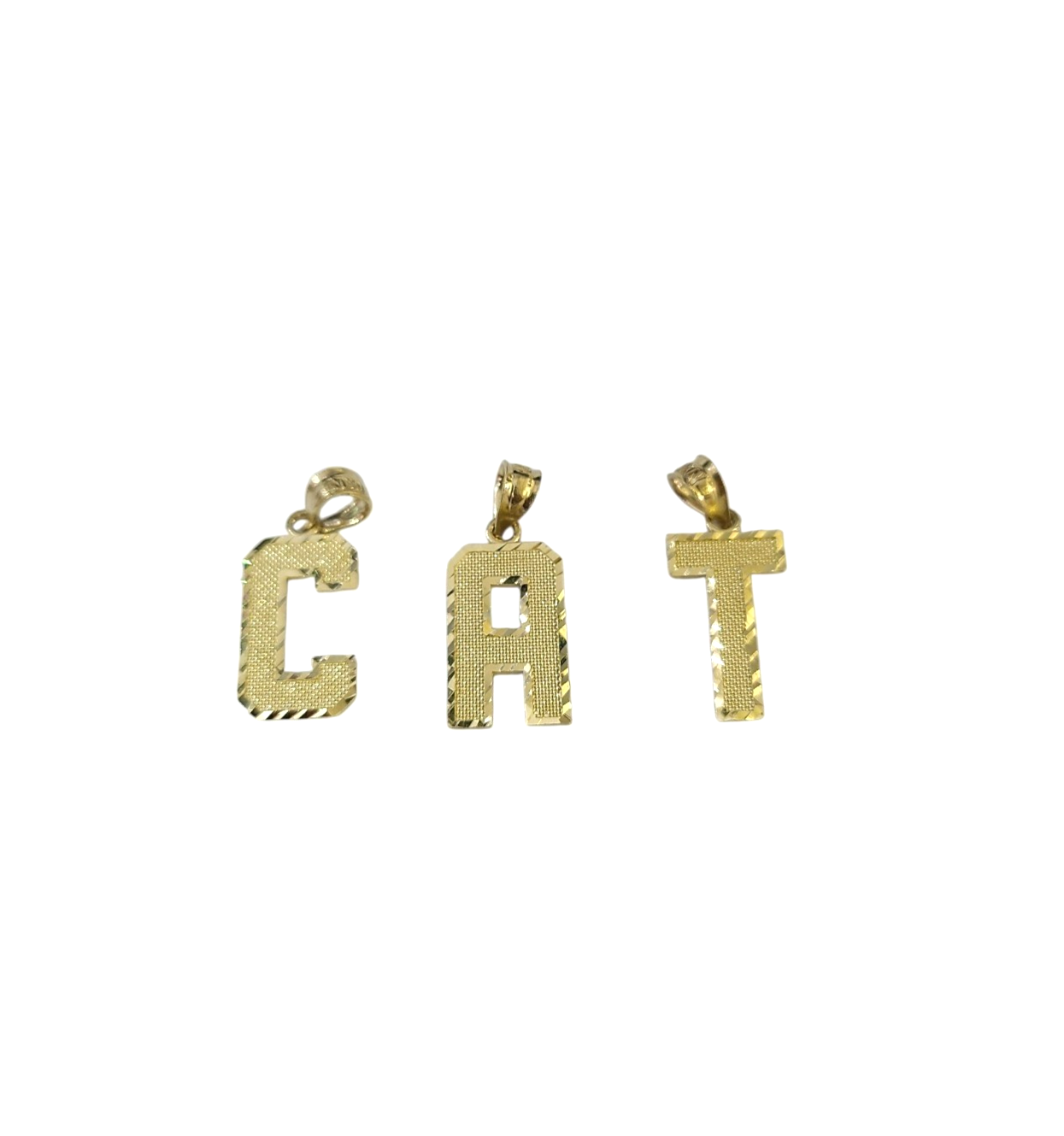 10K Real Yellow Gold Initial Letter Charm Pendant A–Z Alphabet Men Women