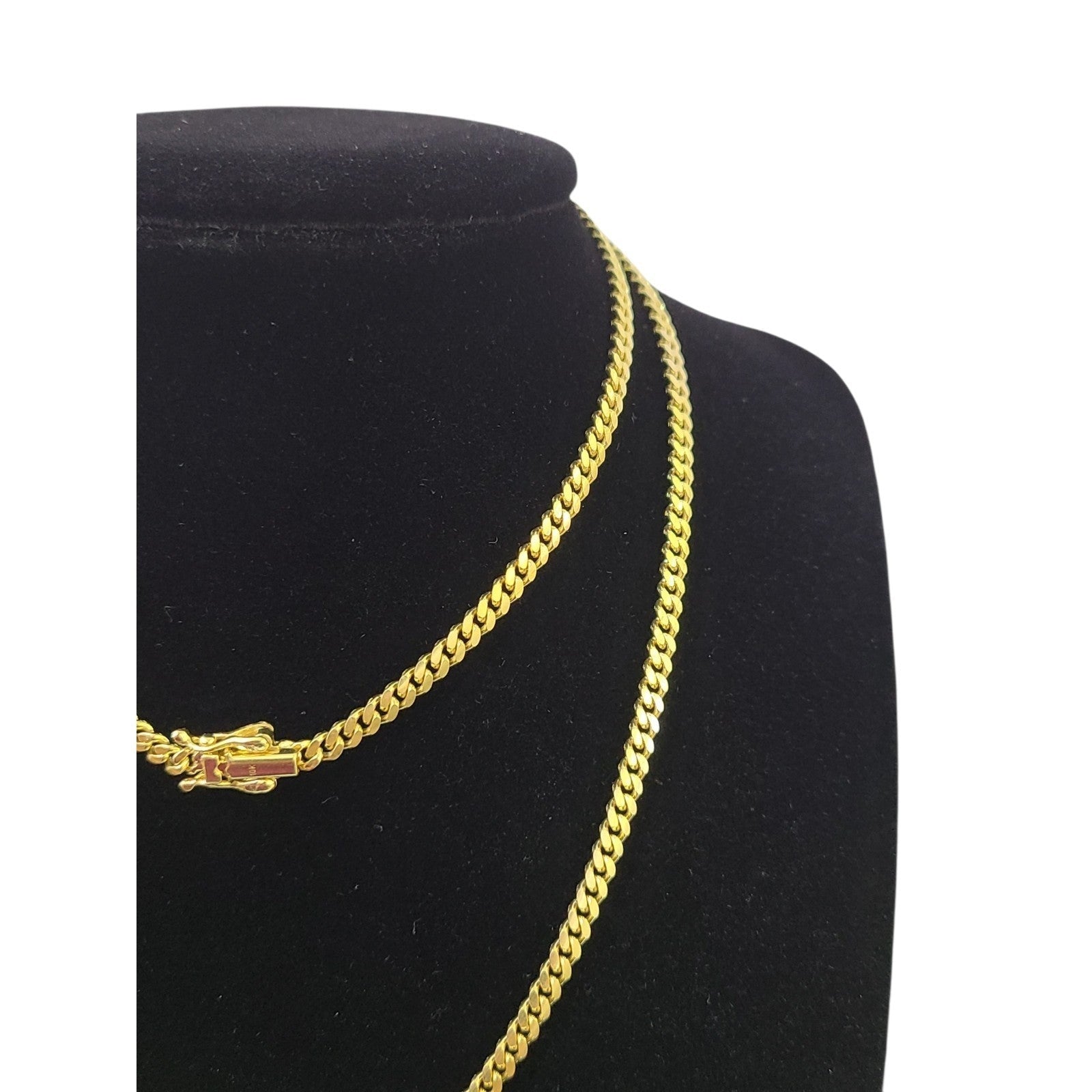 10K SOLID Gold Miami Cuban Link Chain 3mm 24" Inch Men Women Real Necklace