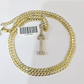 10k Gold Chain Necklace Cuban Curb I Diamond Initial Pendant Set 3mm 20"-30"