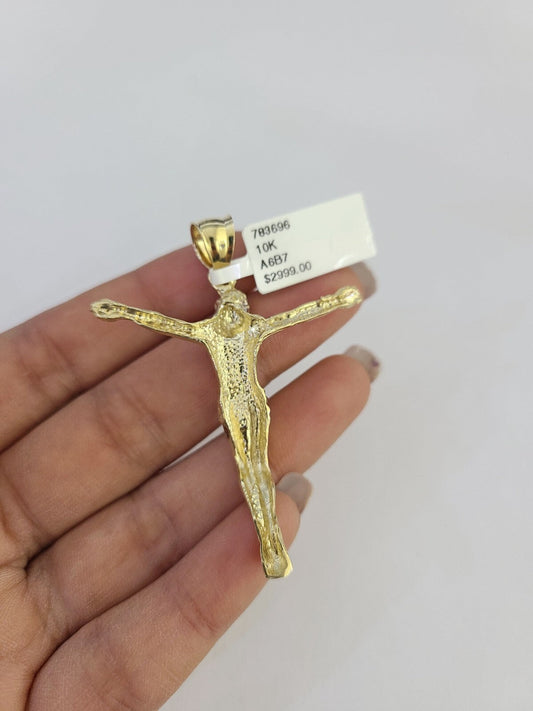 10k Jesus Crucifix Charm Pendant REAL 10Kt Religious Yellow Gold Genuine