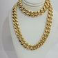 Real 14k Yellow Gold Chain Necklace 24 Inch 15mm  Miami Cuban Link Mens 14kt