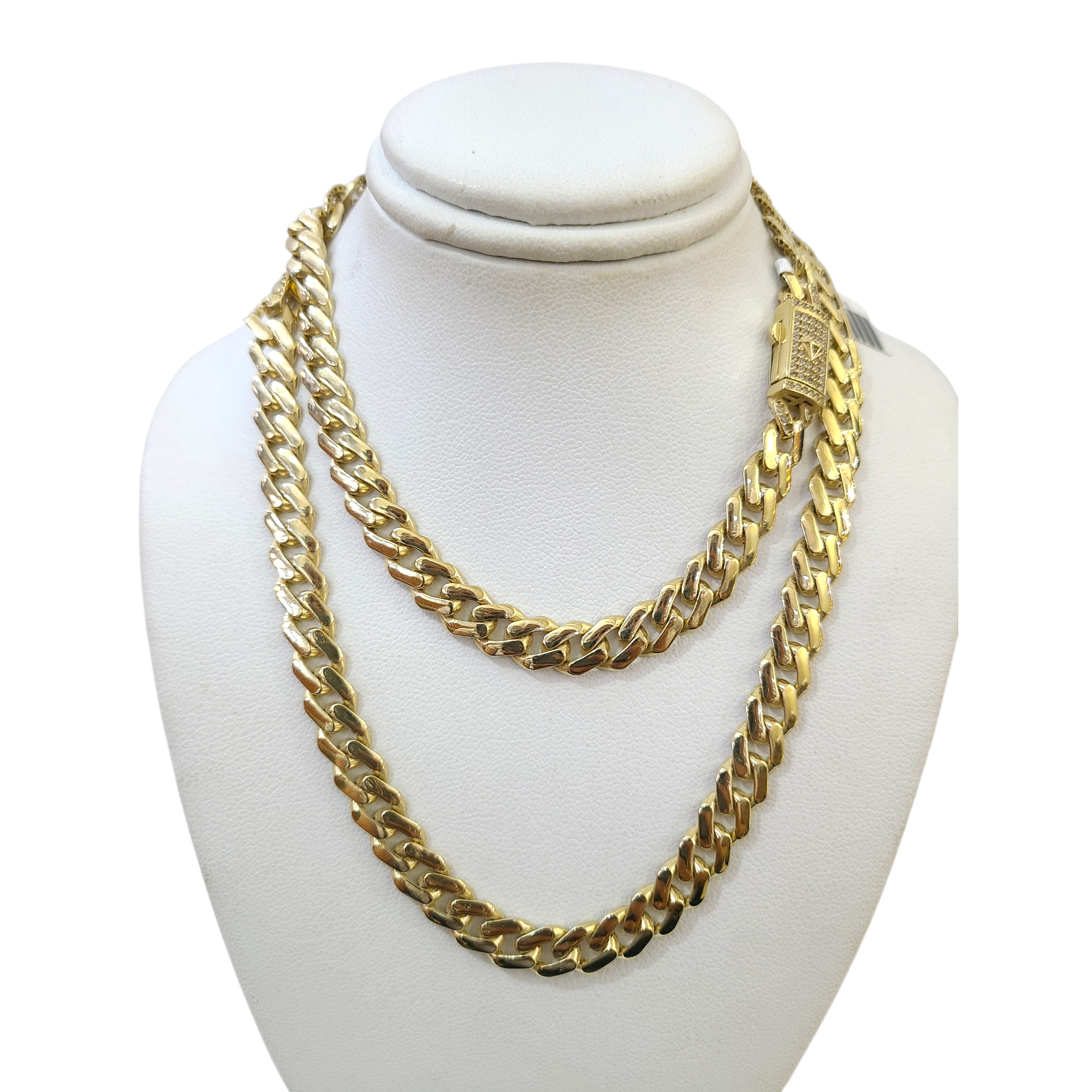 Real 10k Gold Chain 7mm Monaco Cuban Link Necklace 24'' Men's 10kt Yellow Gold